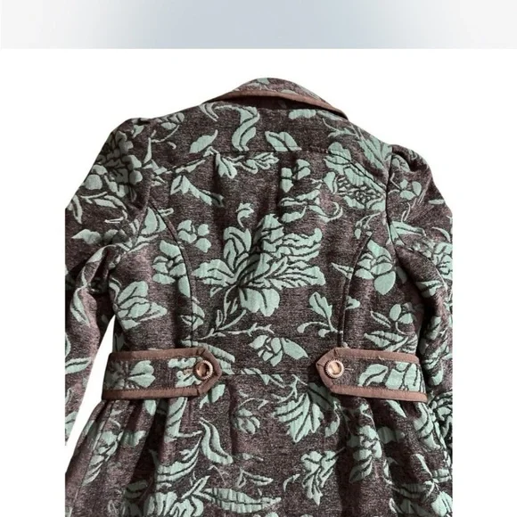 Elevenses Teal Tapestry Edwardian Floral Coat 2 - Picture 7 of 7